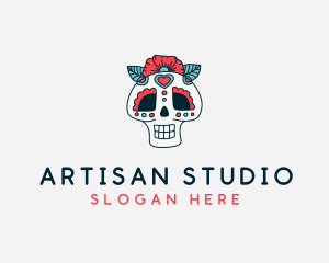 Mexican Calavera Skull logo design