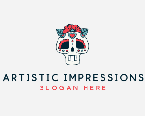 Mexican Calavera Skull logo design