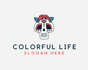 Mexican Calavera Skull logo design