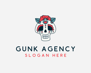 Mexican Calavera Skull logo design