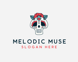 Mexican Calavera Skull logo design