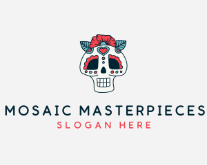 Mexican Calavera Skull logo design