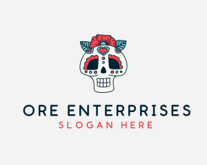 Mexican Calavera Skull logo design