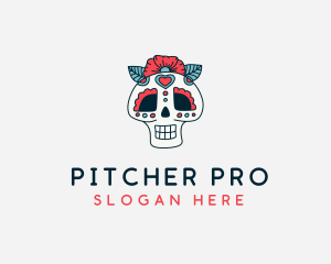 Mexican Calavera Skull logo design