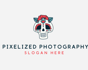 Mexican Calavera Skull logo design