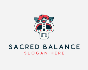 Mexican Calavera Skull logo design