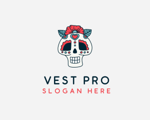 Mexican Calavera Skull logo design