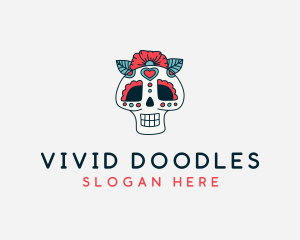 Mexican Calavera Skull logo design