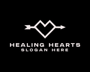 Grunge Geometric Heart Arrow logo design