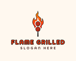 Grill Skewer Kebab  logo design