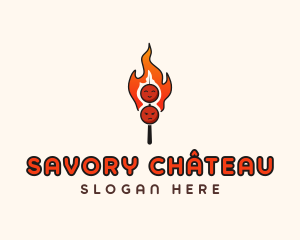 Grill Skewer Kebab  logo design