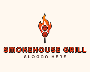 Grill Skewer Kebab  logo design