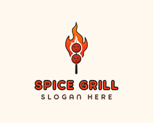 Grill Skewer Kebab  logo design