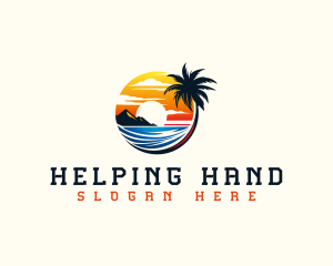 Tropical Palm Tree Island  Logo