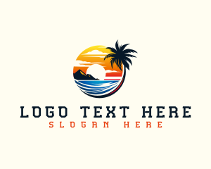 Tropical Palm Tree Island  Logo