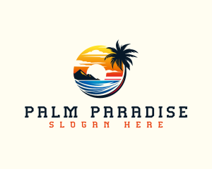 Tropical Palm Tree Island  logo design