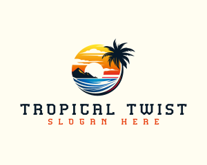 Tropical Palm Tree Island  logo design