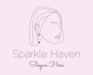 Woman Earring Jewelry logo design