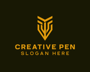 Golden Arrow Pen logo design