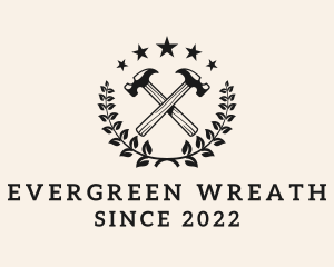 Laurel Wreath Hammer Tool logo design