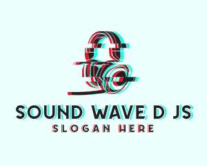Headphones DJ Glitch logo design