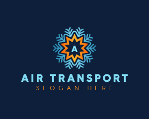 Snowflake Sun Air Condition logo design