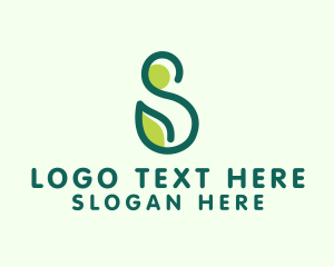 Green Organic Plant Letter S logo