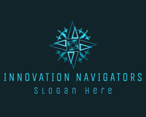 Blue Directional Compass logo design