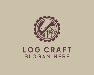 Saw Blade Log Cabin logo design