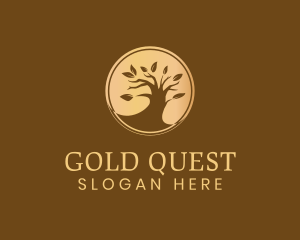 Metallic Gold Tree logo design