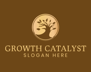 Metallic Gold Tree logo design