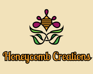 Bee Honeycomb Flower  logo design