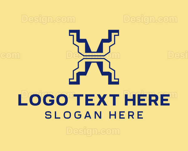 Zigzag Geometric Letter X Logo