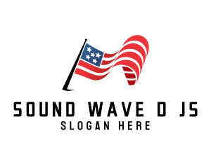 Waving American Flag logo design