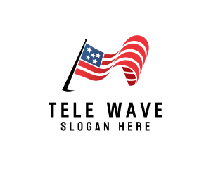 Waving American Flag logo design