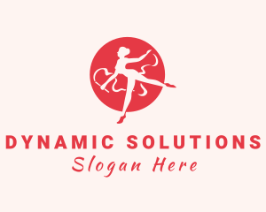 Red Gymnastics Woman  logo design