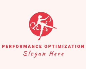 Red Gymnastics Woman  logo design