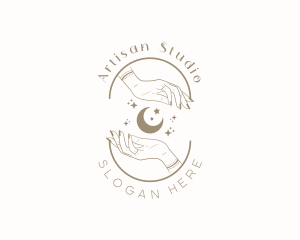 Mystical Moon Hand logo design