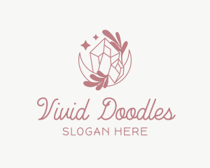 Whimsical Moon Crystal logo design