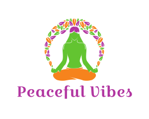 Leaves Yoga Meditation logo design