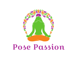 Leaves Yoga Meditation logo design