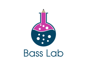 Laboratory Flask Pencil logo design