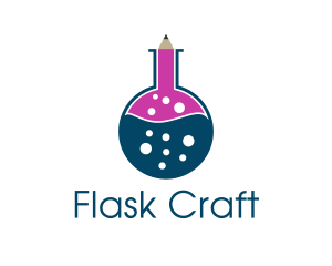 Laboratory Flask Pencil logo design