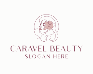 Beautiful Hibiscus Woman logo design