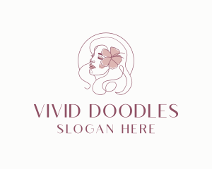 Beautiful Hibiscus Woman logo design