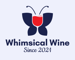 Butterfly Wine Glass  logo design