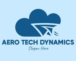 Blue Airplane Cloud  logo design