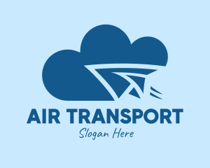 Blue Airplane Cloud  logo design