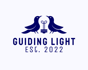 Blue Bird Light Bulb  logo design