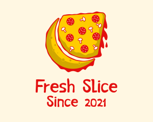 Moon Pizza Slice logo design